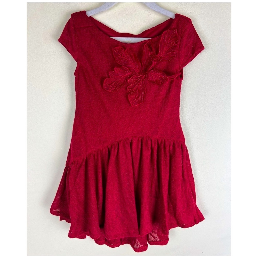 Joyfolie | Flounce Hem Lightweight Knit Francesca Party Dress Red | Girls 2